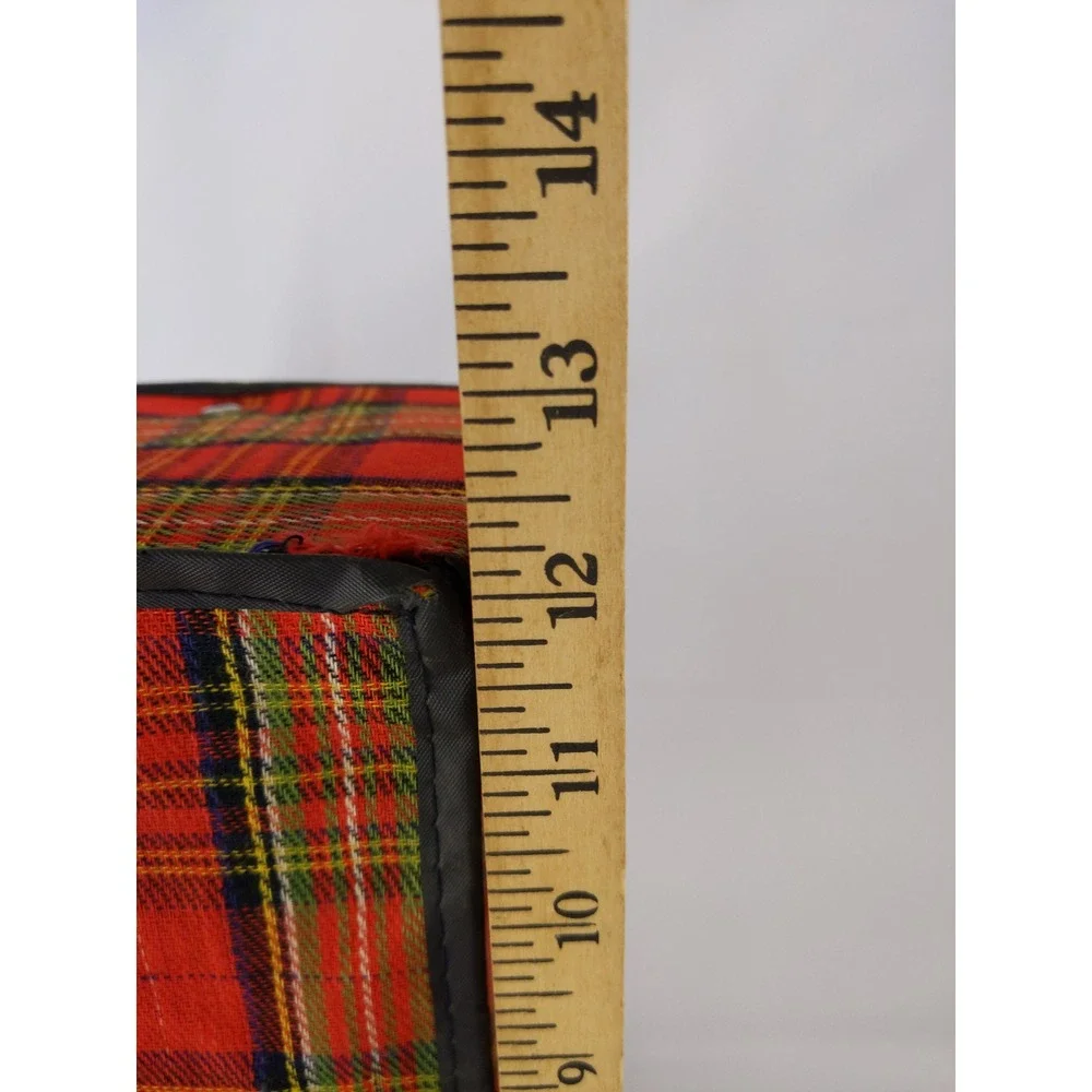Vintage‎ 60s/70s Suitcase Red Plaid Folding Collapsible Travel Bag Carry On